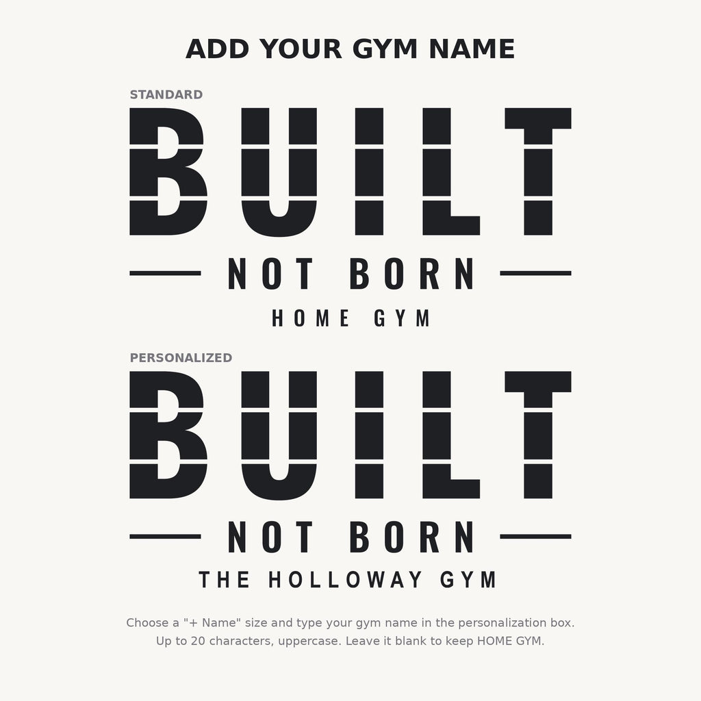 Built Not Born Gym Wall Decal, Home Gym Wall Art, Personalized Gym Name Sign, Garage Gym Wall Decor, Strength Motivation Quote