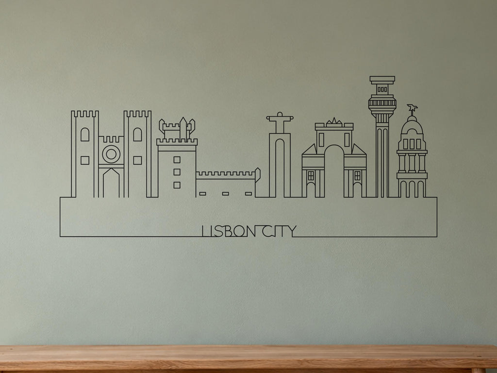 Lisbon Skyline Wall Decal, Line Art Cityscape Wall Art, Portugal Gift