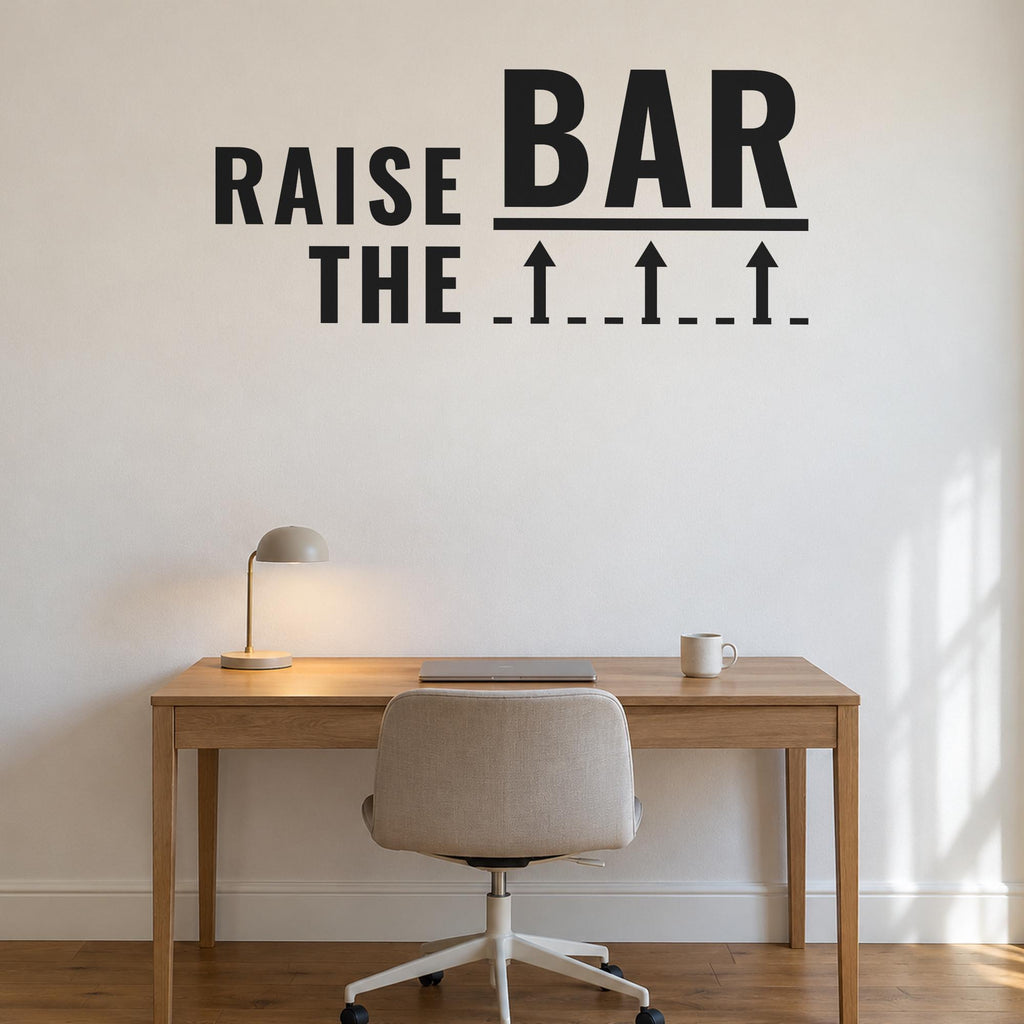 Raise The Bar Office Wall Decal, Motivational Office Wall Art, Personalized Team Name Sign, Business Wall Decor, Conference Room Quote