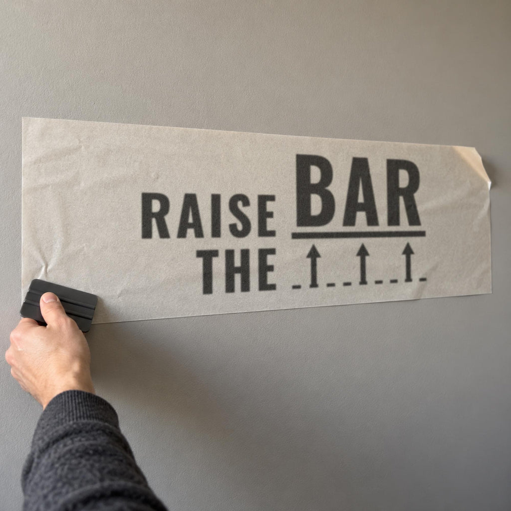 Raise The Bar Office Wall Decal, Motivational Office Wall Art, Personalized Team Name Sign, Business Wall Decor, Conference Room Quote
