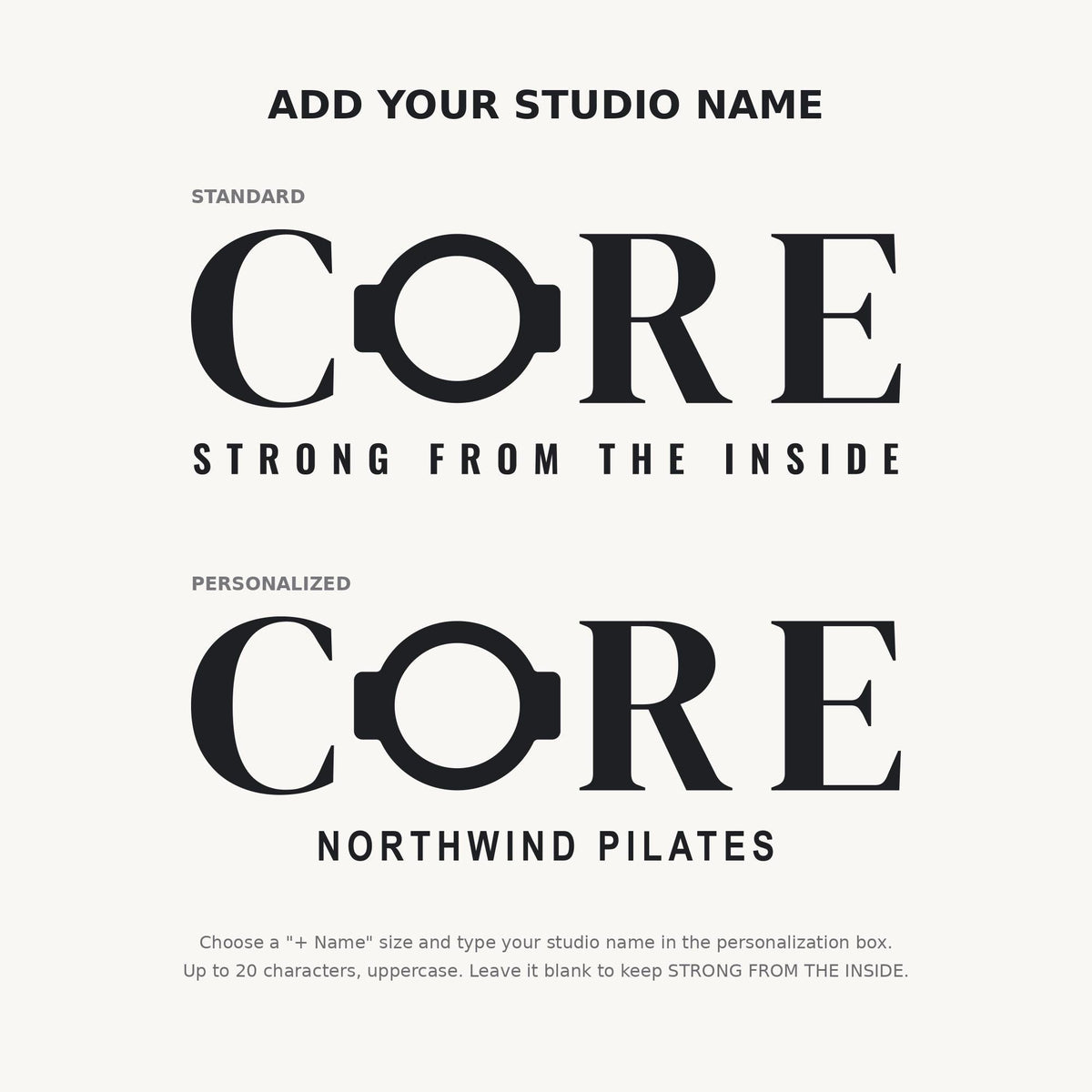 Core Pilates Wall Decal, Strong From The Inside Wall Art, Custom Studio Name Sign, Barre Workout Decor, Pilates Teacher Gift