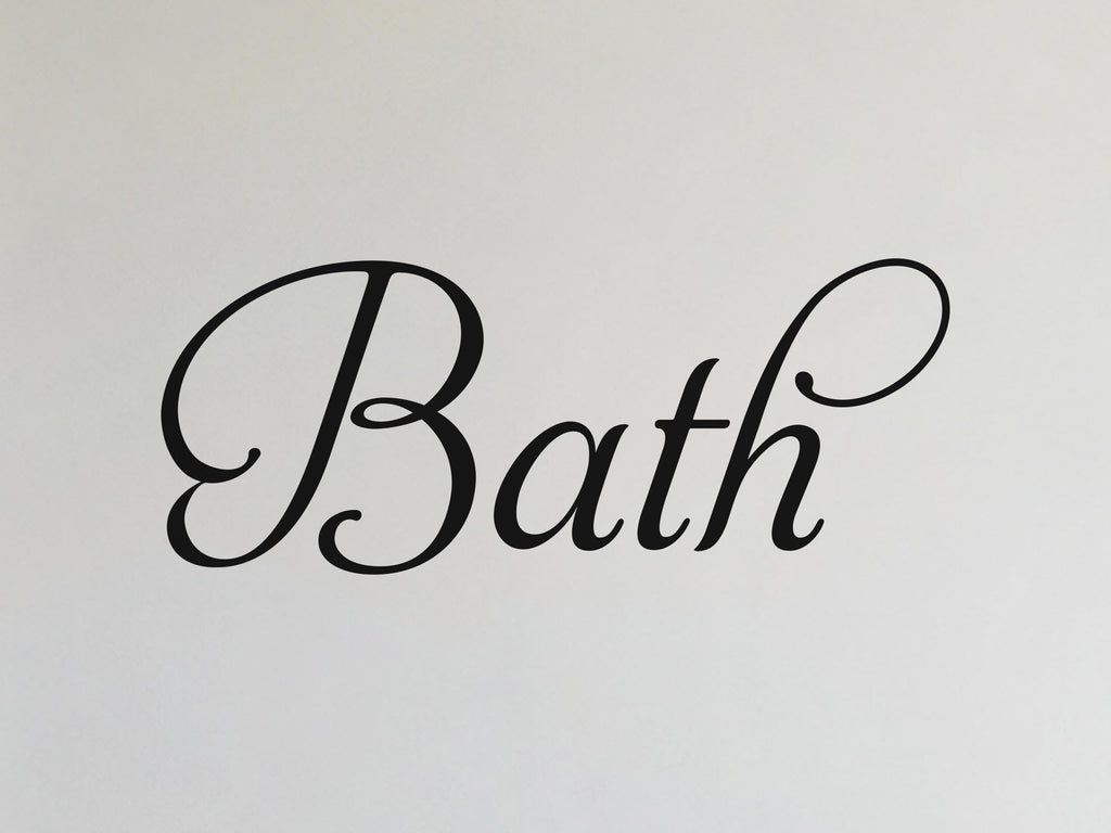 Bath Door Sign, Elegant Script Vinyl Decal for a Bathroom or Powder Room Door