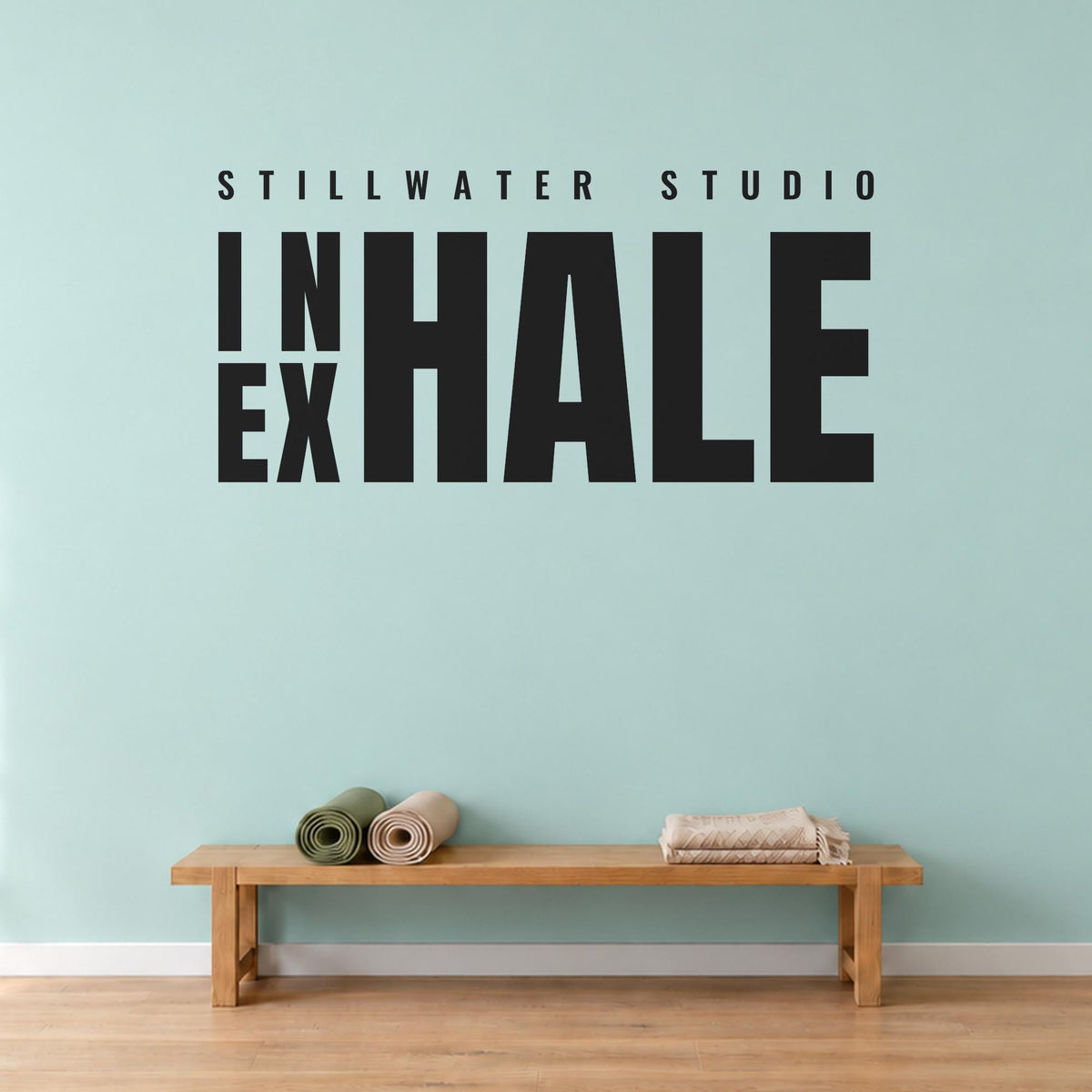 Inhale Exhale Wall Decal, Custom Yoga Studio Name Sign, Breathe Wall Art, Meditation Room Decor, Yoga Teacher Gift