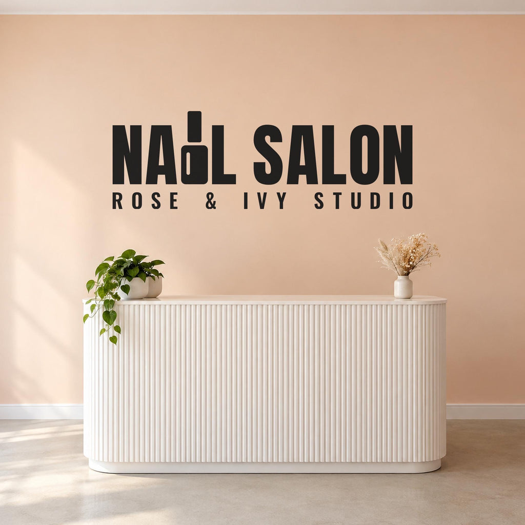 Nail Salon Sign Wall Decal, Custom Business Name Lettering, Nail Tech Studio Decor, Reception Wall Art, Beauty Suite Sign