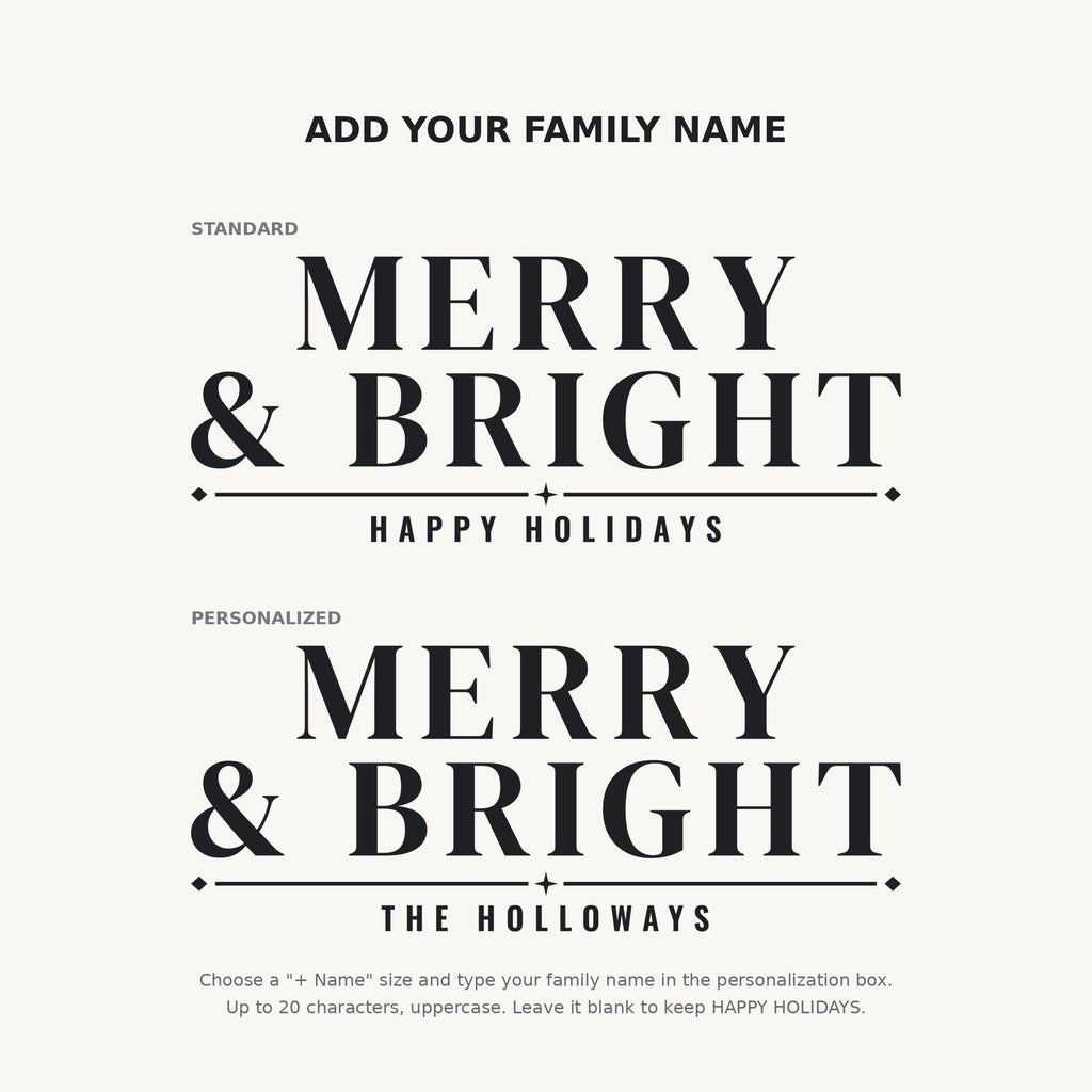 Merry and Bright Wall Decal, Christmas Wall Art, Custom Family Name Sign, Christmas Vinyl Lettering, Holiday Sign