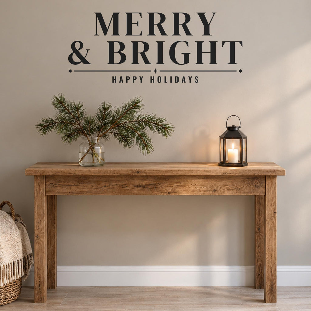 Merry and Bright Wall Decal, Christmas Wall Art, Custom Family Name Sign, Christmas Vinyl Lettering, Holiday Sign
