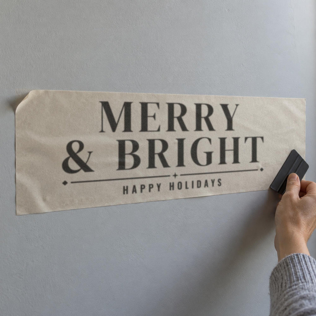 Merry and Bright Wall Decal, Christmas Wall Art, Custom Family Name Sign, Christmas Vinyl Lettering, Holiday Sign