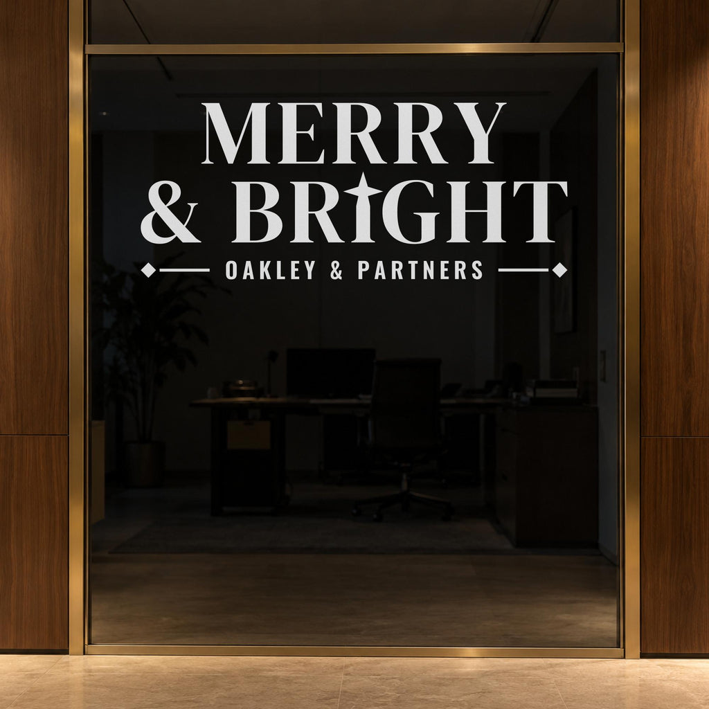 Merry and Bright Christmas Window Decal, Custom Business Name Storefront Decal, Holiday Shop Lettering, Christmas Window Wall Decor