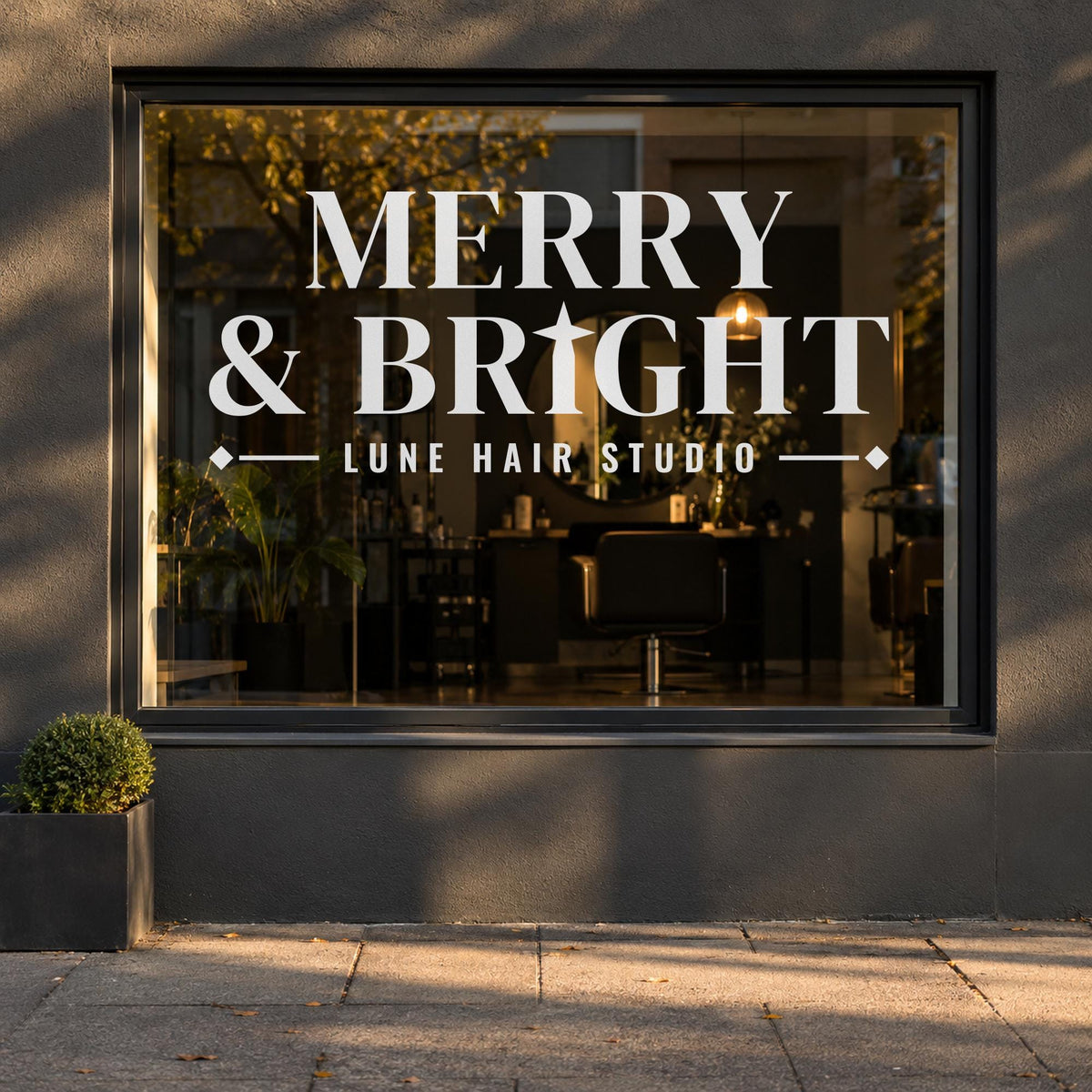 Merry and Bright Christmas Window Decal, Custom Business Name Storefront Decal, Holiday Shop Lettering, Christmas Window Wall Decor