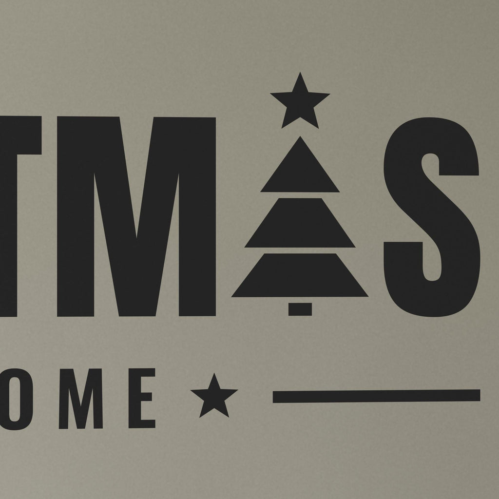 Christmas At Home Wall Decal, Custom Family Name Sign, Christmas Tree Wall Art, Holiday Decor, Large Vinyl Lettering for Living Room