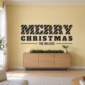 Merry Christmas Wall Decal, Candy Cane Christmas Sign, Custom Family Name, Holiday Wall Art, Large Vinyl Lettering for Living Room