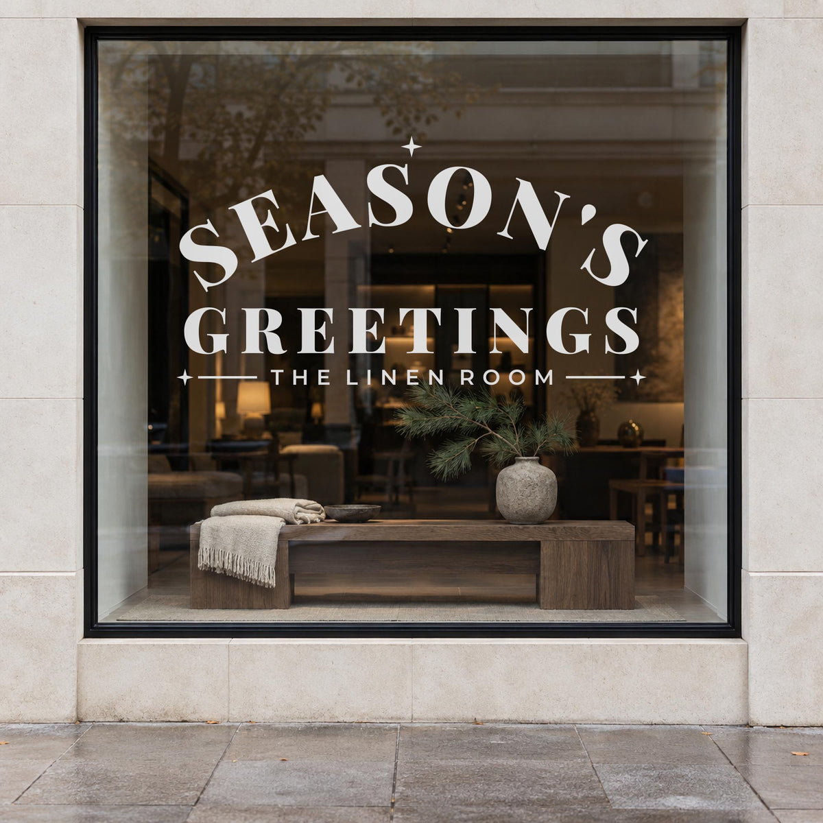 Seasons Greetings Window Decal, Custom Shop Name Christmas Signage, Storefront Christmas Window Decor, Holiday Business Wall Decor