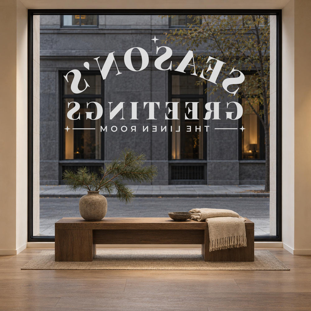 Seasons Greetings Window Decal, Custom Shop Name Christmas Signage, Storefront Christmas Window Decor, Holiday Business Wall Decor