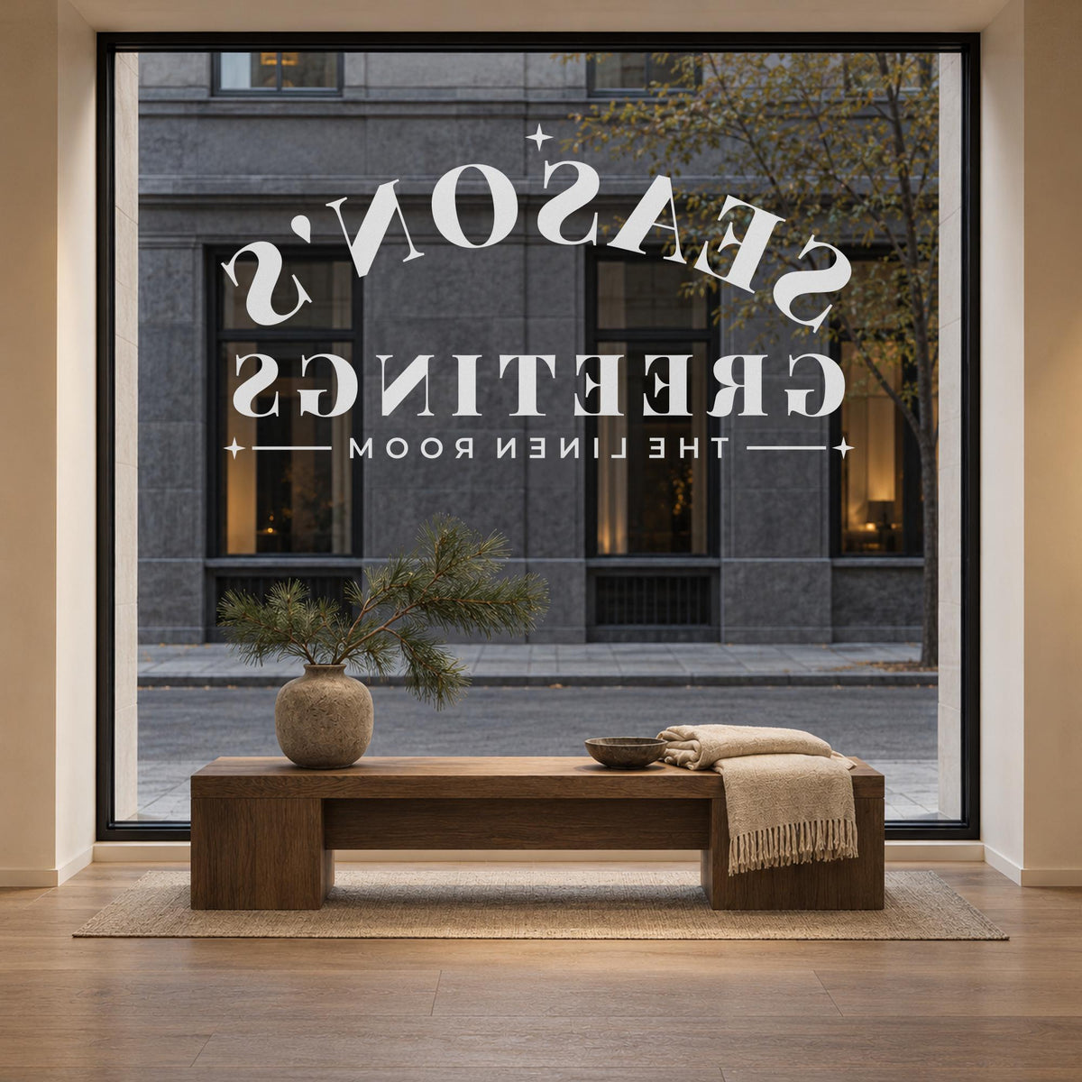 Seasons Greetings Window Decal, Custom Shop Name Christmas Signage, Storefront Christmas Window Decor, Holiday Business Wall Decor