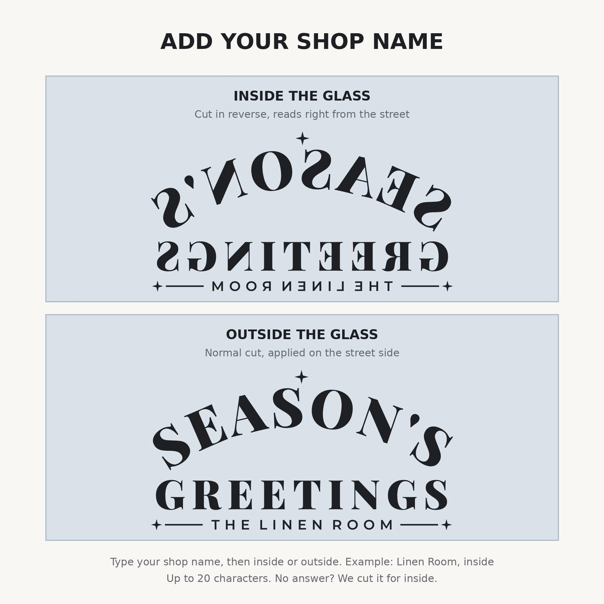 Seasons Greetings Window Decal, Custom Shop Name Christmas Signage, Storefront Christmas Window Decor, Holiday Business Wall Decor