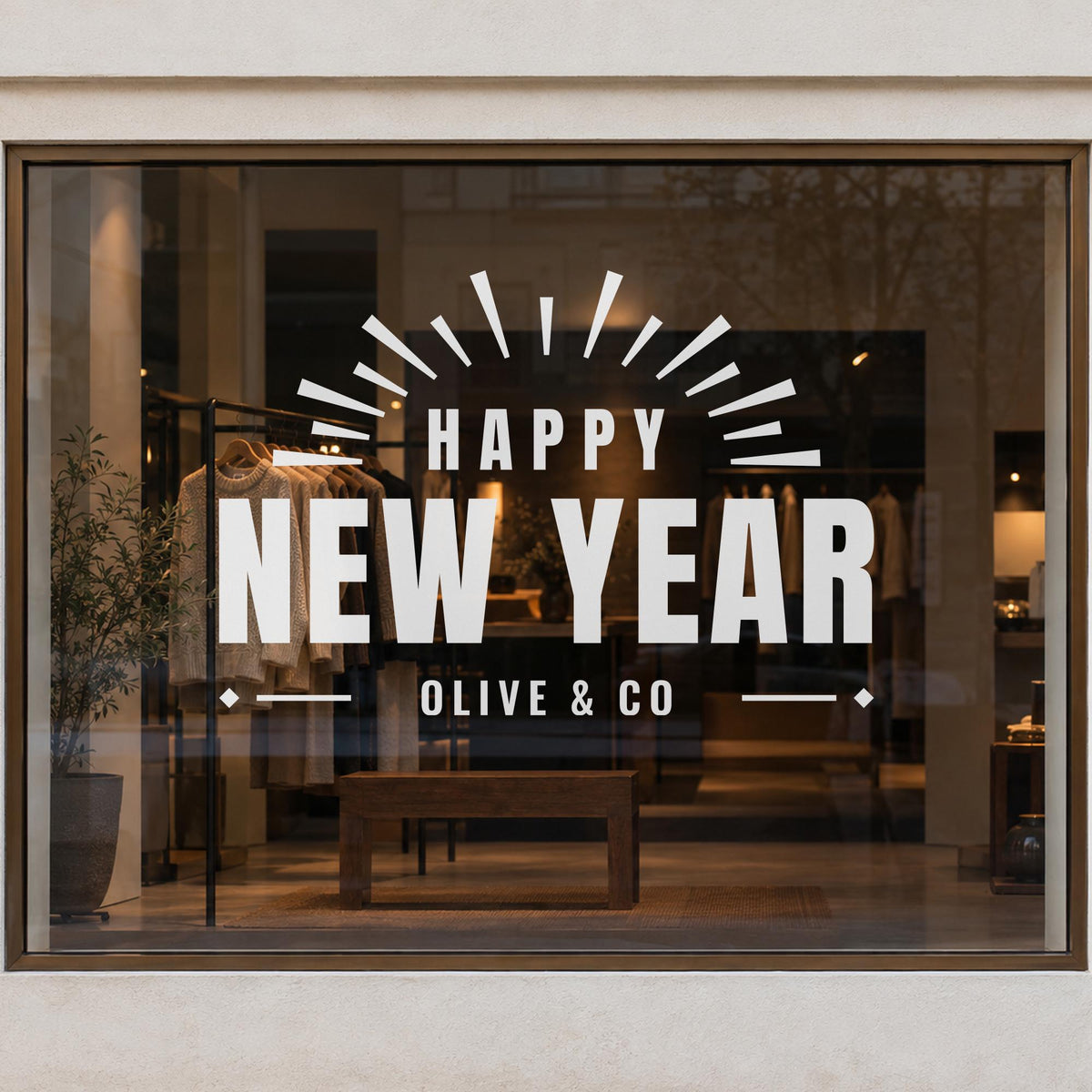 Happy New Year Window Decal, Custom Shop Name Storefront Sign, Art Deco New Years Eve Decor, Business Window Lettering, Holiday Wall Decor