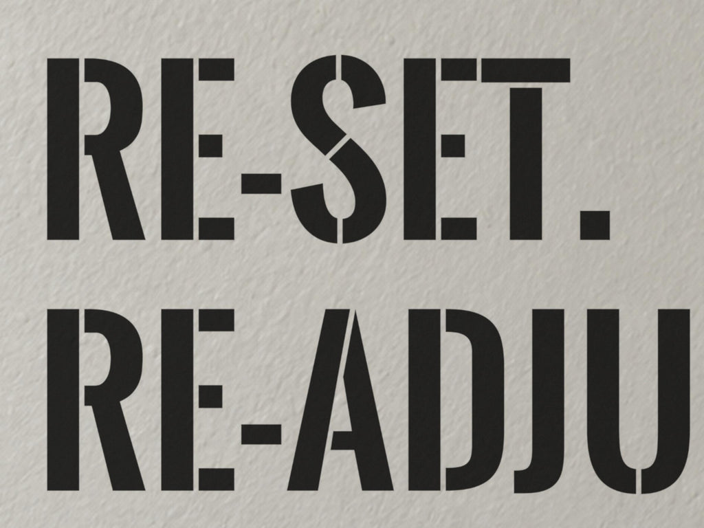 Reset Readjust Restart Refocus Wall Decal, Home Gym Motivation Sign