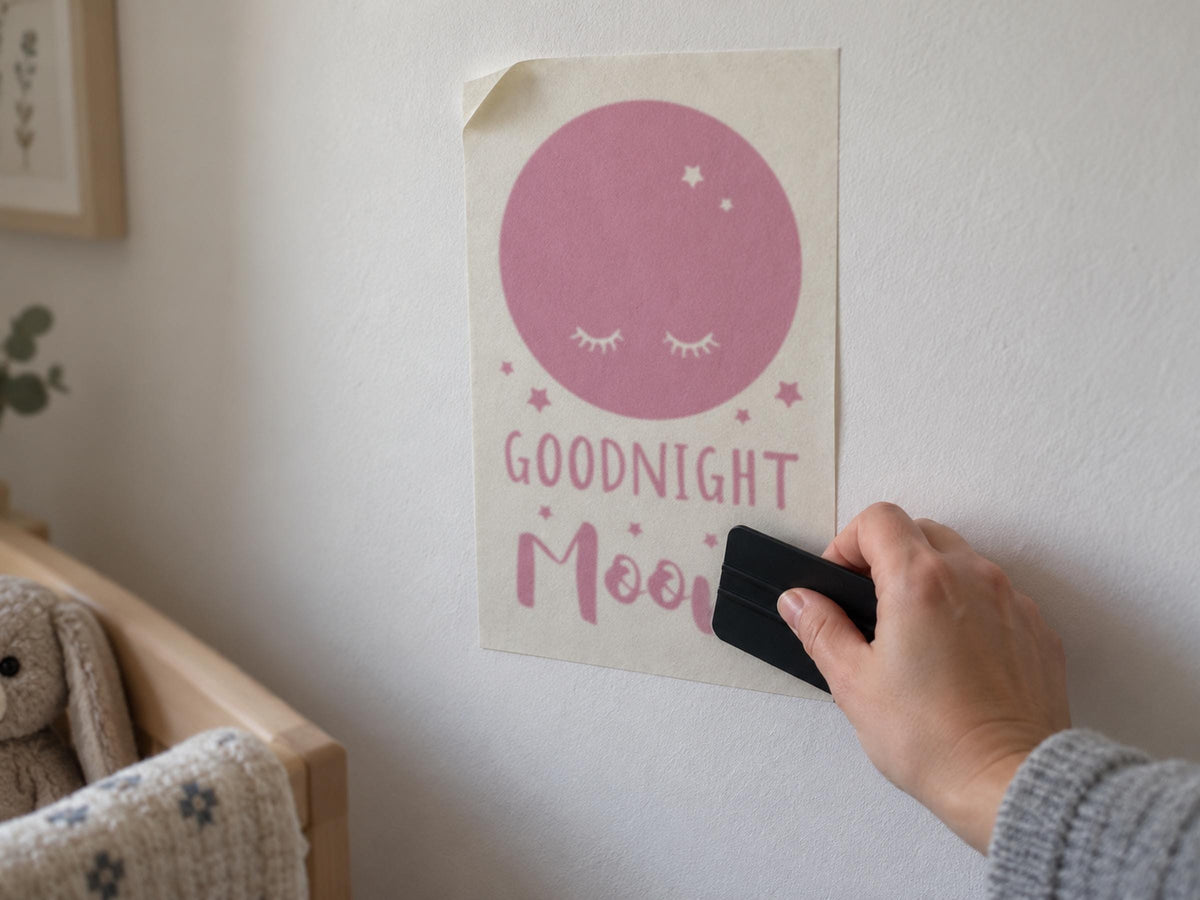 Goodnight Moon Wall Decal, Sleepy Moon and Stars Nursery Wall Art