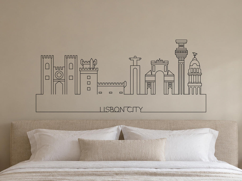 Lisbon Skyline Wall Decal, Line Art Cityscape Wall Art, Portugal Gift