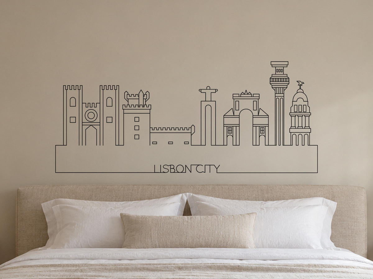 Lisbon Skyline Wall Decal, Line Art Cityscape Wall Art, Portugal Gift