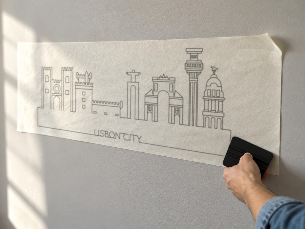 Lisbon Skyline Wall Decal, Line Art Cityscape Wall Art, Portugal Gift