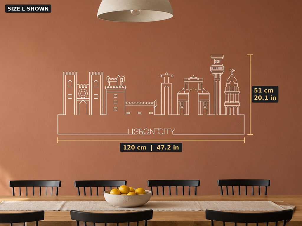 Lisbon Skyline Wall Decal, Line Art Cityscape Wall Art, Portugal Gift