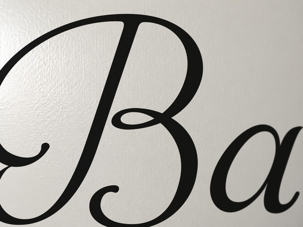 Bath Door Sign, Elegant Script Vinyl Decal for a Bathroom or Powder Room Door