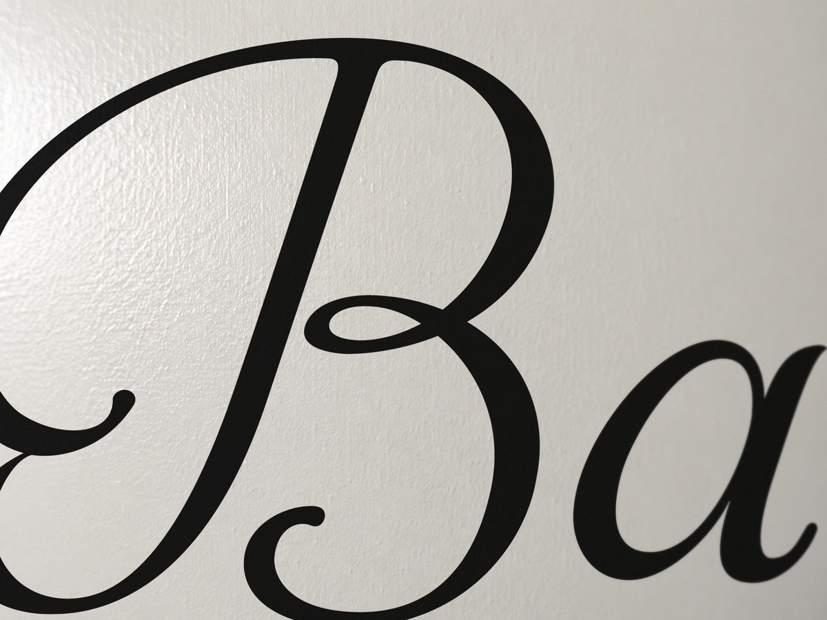 Bath Door Sign, Elegant Script Vinyl Decal for a Bathroom or Powder Room Door