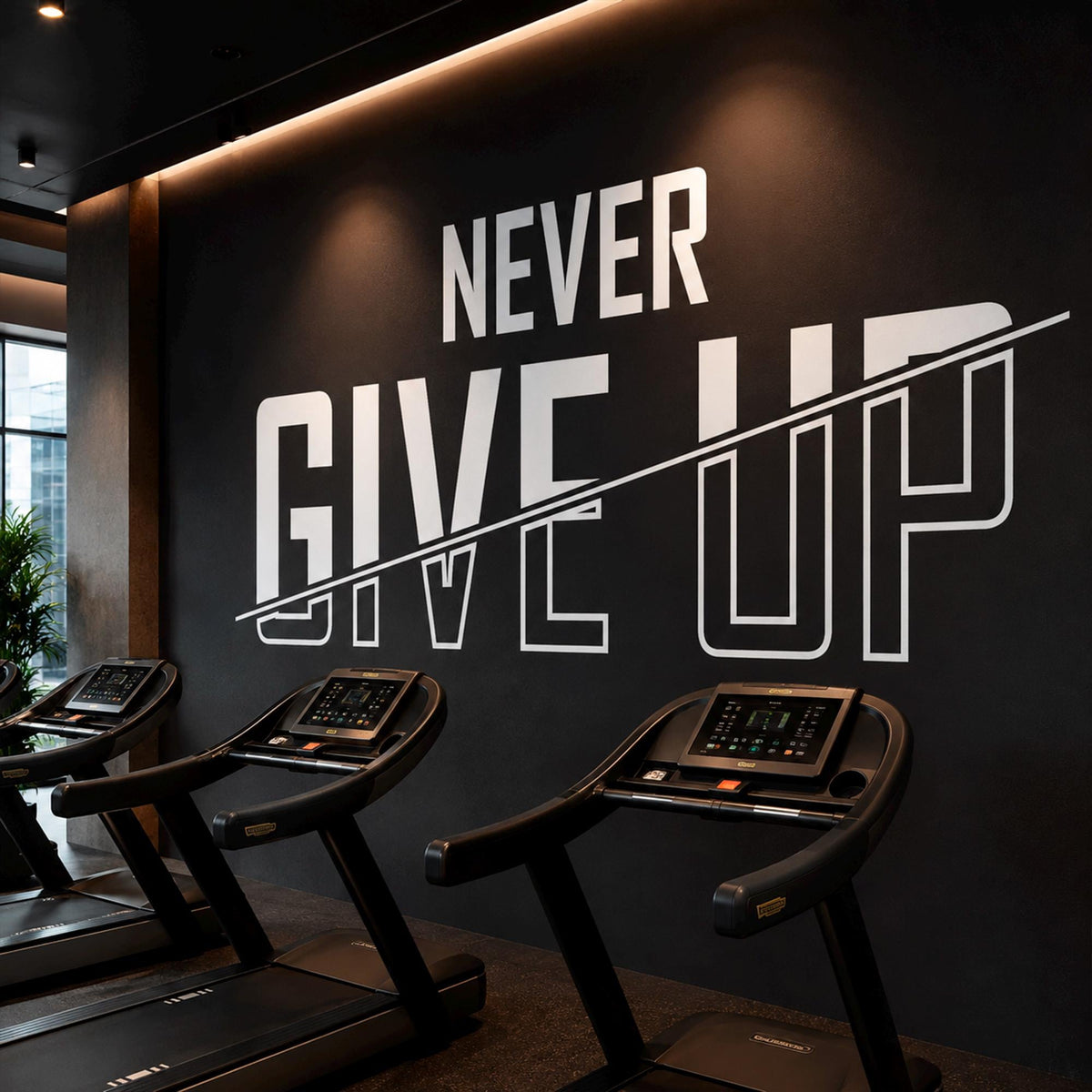 Never Give Up Gym Wall Decal — Motivational Quote for Home Gym