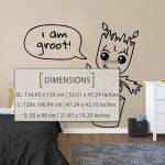 Groot Wall Decal - Dimensions