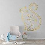 Cat Geometric Wall Decal - Gold Foil