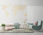 Geometric World Map 1 Wall Decal Gold