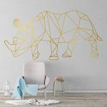 Rhino Geometric Wall Decal - Gold Foil