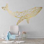 Whale Geometric Wall Decal - Gold Foil