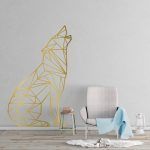 Wolf Geometric Wall Decal - Gold Foil