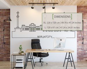 Skyline of Berlin City Wall Decal Dimensions
