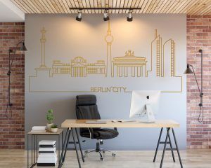 Skyline of Berlin City Wall Decal Gold Foil