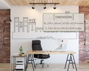 Skyline of Lisbon City Wall Decal Dimensions