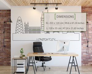 Skyline of London City Wall Decal Dimensions