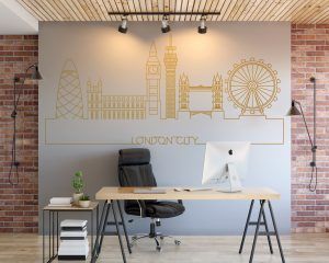 Skyline of London City Wall Decal Gold Foil