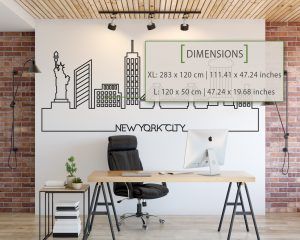Skyline of New York City Wall Decal Dimensions