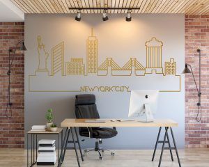 Skyline of New York City Wall Decal Gold Foil