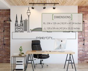 Skyline of Sidney City Wall Decal Dimensions