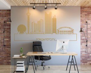 Skyline of Toronto City Wall Decal Gold Foil