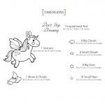 Unicorn and Stars Pack Wall Decal - Dimensions