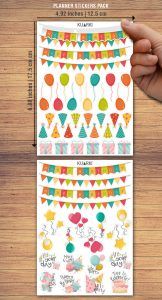 1 Birthday Party Pack Mockup Stickers Pack