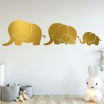 Elephants Wall Decal - Gold Foil