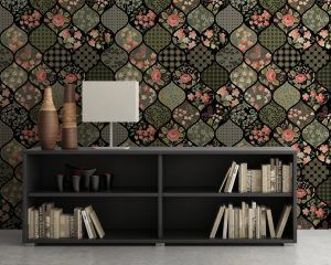 Black Patchwork Wall Mural