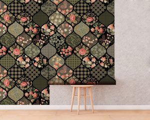 Black Patchwork Wallpaper Roll