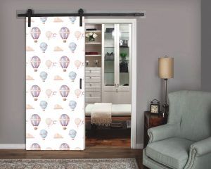 Hot Air Balloons Watercolor Closet Door